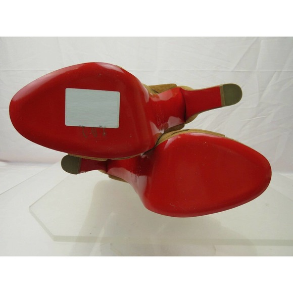 NIB LOUBOUTIN APRON LILI 120 BROWN SUEDE CRISSCROSS PLATFORM PUMPS 40.5 ITALY - Picture 6 of 12